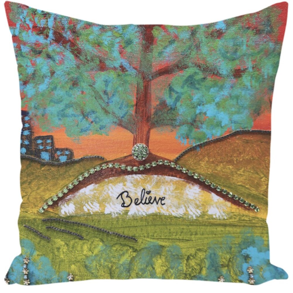 Pillow with Print of Original "Believe" by Butterfly Rising Designs